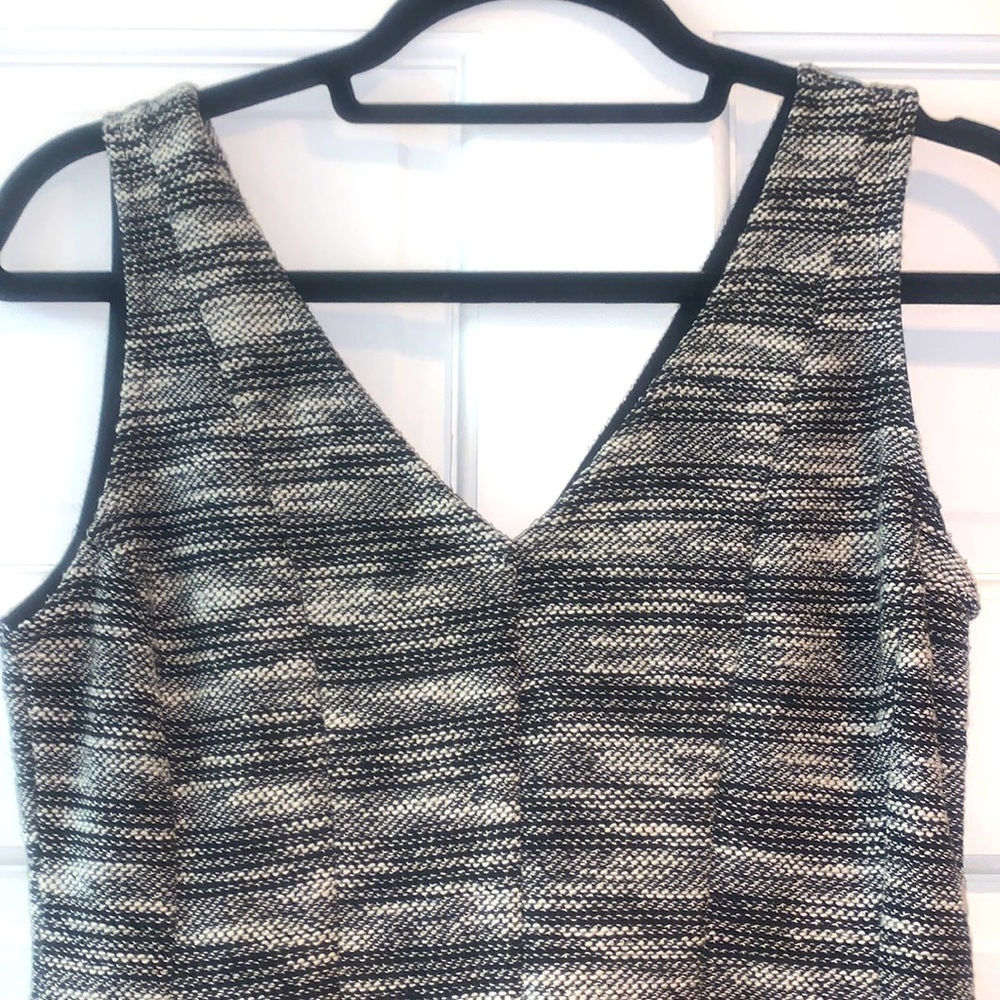 Banana Republic Marled Tweed Fit and Flare Tank Dress Size 4 Black/Cream - Picture 5 of 11